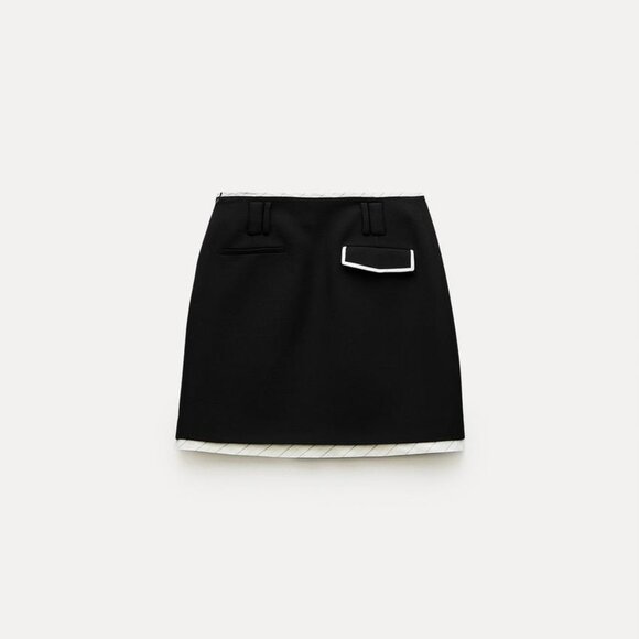 BNWT ZARA MIXED MINI SKIRT ZW COLLECTION HIGH WAISTED BLACK MEDIUM - Picture 6 of 10